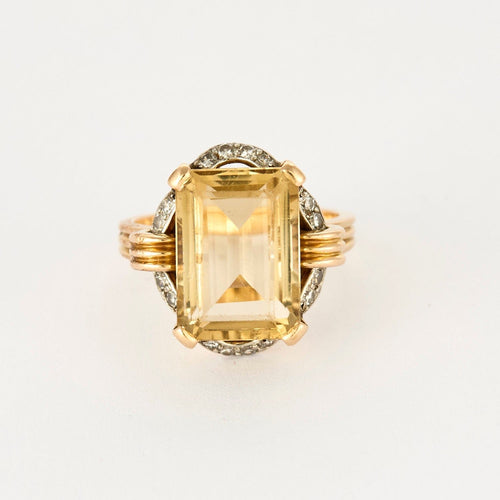 Bague 52 Bague citrine platine et or jaune, diamants 58 Facettes DV4845-7-52-1
