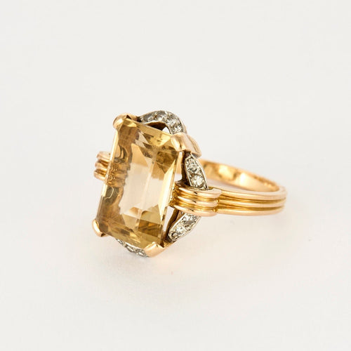 Bague 52 Bague citrine platine et or jaune, diamants 58 Facettes DV4845-7-52-1
