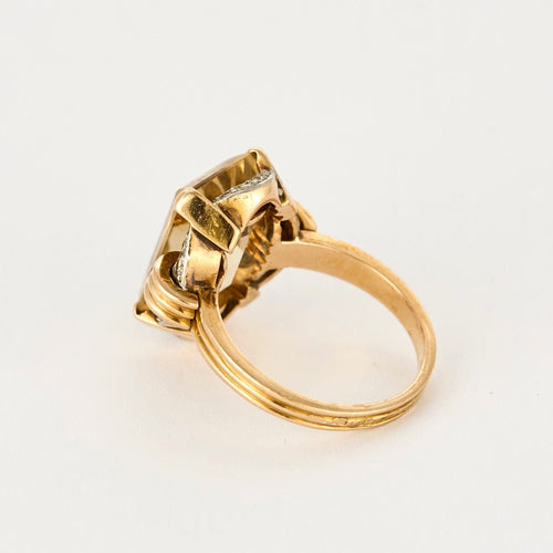 Bague 52 Bague citrine platine et or jaune, diamants 58 Facettes DV4845-7-52-1