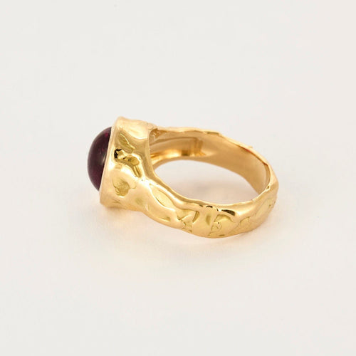 Bague 54 Bague en or jaune travaillé avec cabochon de tourmaline 58 Facettes DV13401-1-54-1