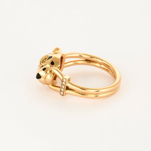 Bague 59 CARTIER - Panthère - Bague en or rose, laque noire et tsavorite 58 Facettes DV0998-1