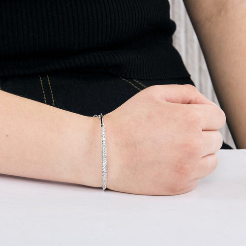 Bracelet Bracelet jonc en or gris et diamants 58 Facettes DV0996-4