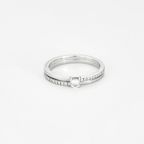 Bague 53 De Beers Bague The Promise en platine et diamants 58 Facettes DV13545-1