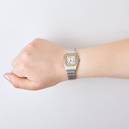 Montre CARTIER - SANTOS - Montre bi-ton Santos Galbée Réf. 1567 en or jaune et acier 58 Facettes DV0999-1