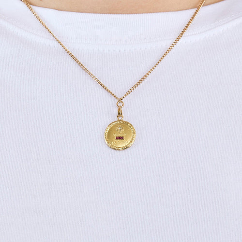 Collier AUGIS - Collier en or jaune retenant une médaille sentimentale 58 Facettes DV1342-8