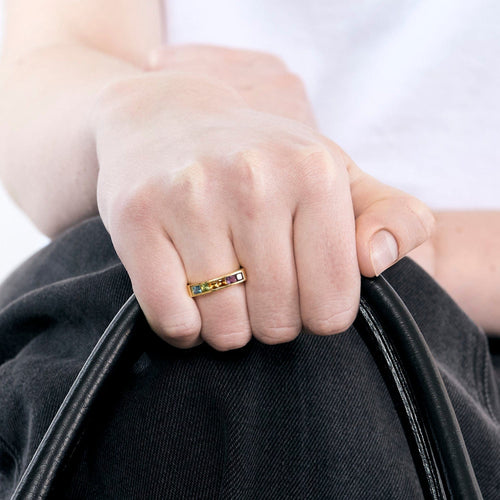 STERN - Rainbow Bague en or jaune  et pierres fines de couleurs