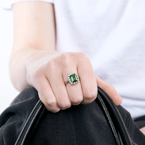 Bague 56 Bague en or blanc 18K (750 millièmes) et tourmaline verte 58 Facettes DV4440-16