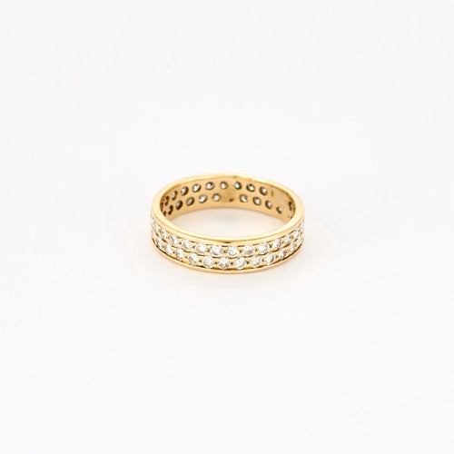 Bague 52 Alliance en or jaune et diamants 58 Facettes DV7320-7-52-1