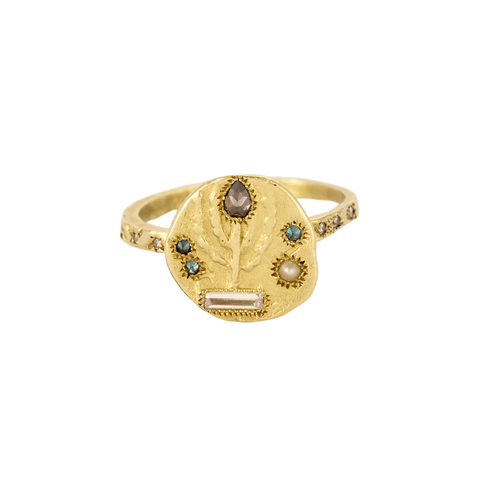 Bague 54 Bague en or jaune et diamants 58 Facettes DV13292-1