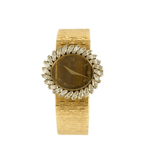 Montre PIAGET - Extraplate Joaillerie - Montre de dame Or Jaune, Oeil de Tigre et diamants 58 Facettes DV4479-34