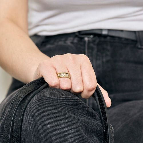 Anneau en or jaune et or gris , diamants 58 Facettes DV0014-10