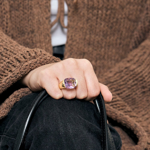 Bague 54.5 Bague en or jaune et améthyste 58 Facettes DV13940-1-545-2