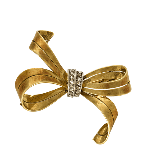 Broche Broche noeud or jaune et diamants 58 Facettes DV14293-1