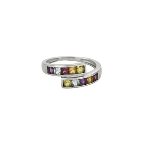 Bague 50 Bague en or gris et pierres fines de couleurs 58 Facettes DV14179-1-50-2