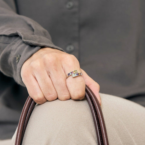 Bague 50 Bague en or gris et pierres fines de couleurs 58 Facettes DV14179-1-50-2