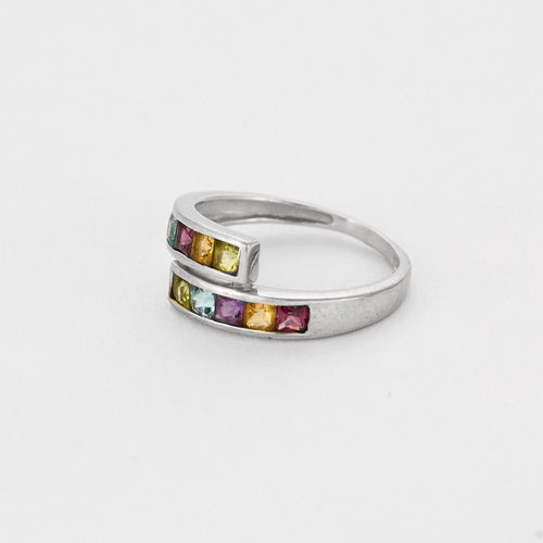 Bague 50 Bague en or gris et pierres fines de couleurs 58 Facettes DV14179-1-50-2