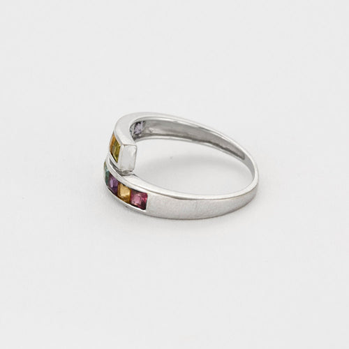 Bague 50 Bague en or gris et pierres fines de couleurs 58 Facettes DV14179-1-50-2