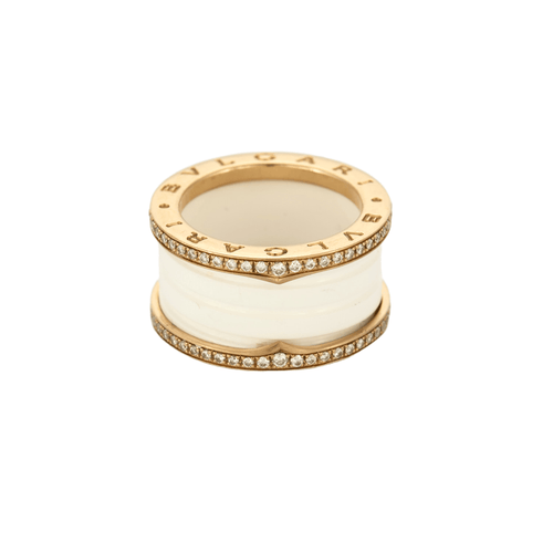 Bague 53 BULGARI - B.Zéro 1 - Bague céramique blanche et diamants 58 Facettes DV0986-3-53-2
