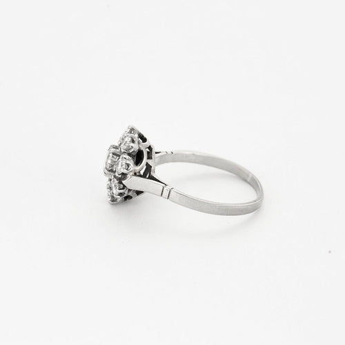 Bague 54.5 Bague marguerite en or blanc, platine et diamants 58 Facettes DV14304-1-545-2