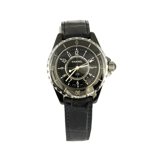 シャネル CHANEL - J12 - Ladies' watch in black ceramic and steel - 58 Facettes