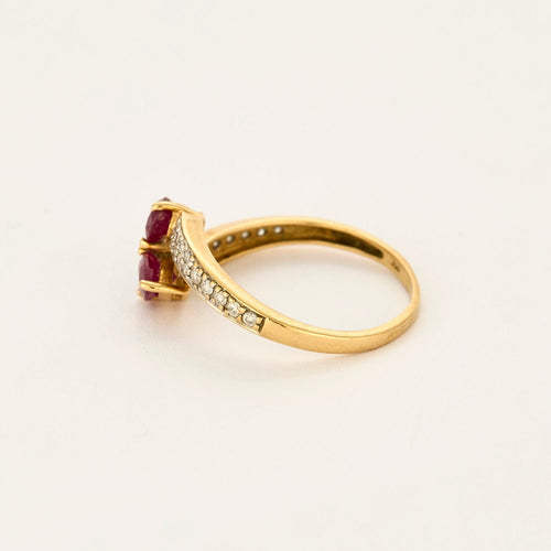 Bague 56 Bague en or jaune, rubis et diamants 58 Facettes DV5719-1