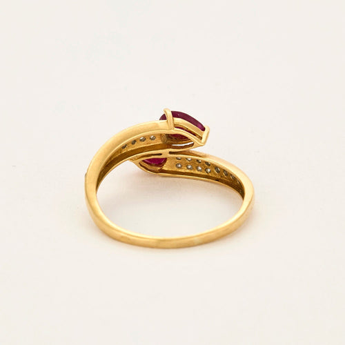 Bague 56 Bague en or jaune, rubis et diamants 58 Facettes DV5719-1