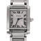 CARTIER - Montre tank en acier.