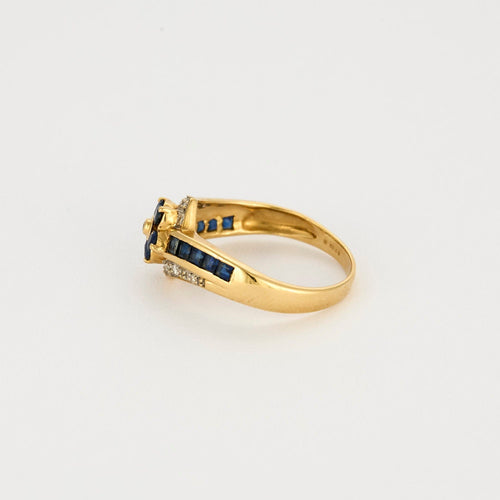 Bague 55 Bague en or jaune saphirs et diamants 58 Facettes DV14683-1