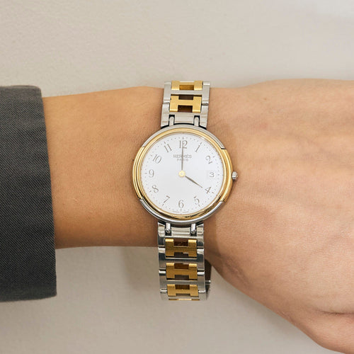 Montre HERMES - Clipper - Montre bracelet en acier et plaqué or 58 Facettes DV12372-3