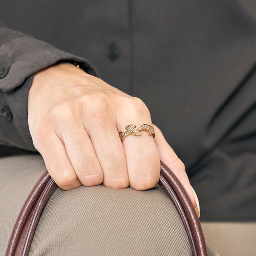Georg Jensen - Bague fusion en or rose, diamants bruns