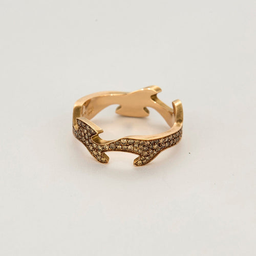 Bague 57.5 Georg Jensen - Bague fusion en or rose, diamants bruns 58 Facettes DV14365-2-575-2