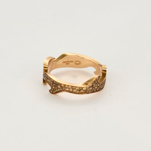 Georg Jensen - Bague fusion en or rose, diamants bruns