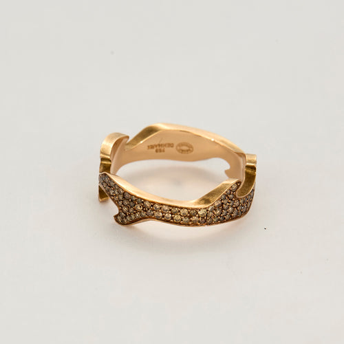 Georg Jensen - Bague fusion en or rose, diamants bruns