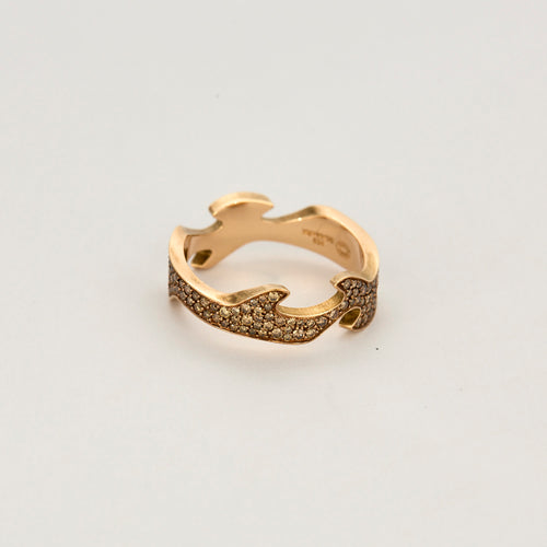 Georg Jensen - Bague fusion en or rose, diamants bruns