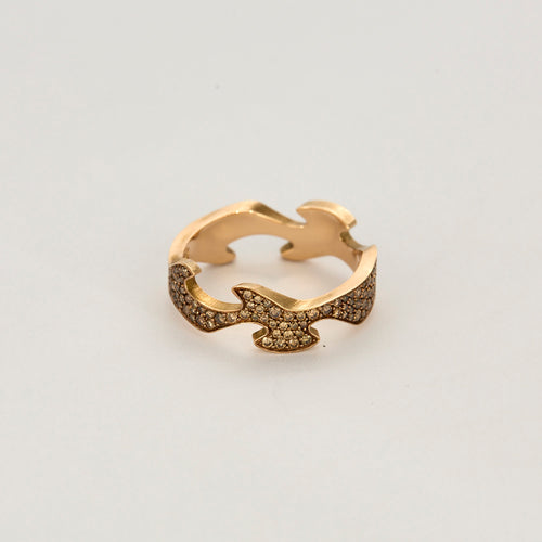 Georg Jensen - Bague fusion en or rose, diamants bruns