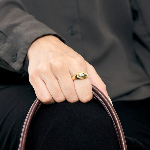 Bague 57.5 Bague jonc en or jaune et diamant 58 Facettes DV14804-3-575-2