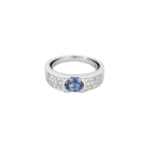 Bague 58 Bague bandeau en or blanc, saphir et diamants 58 Facettes DV15480-2-58-2