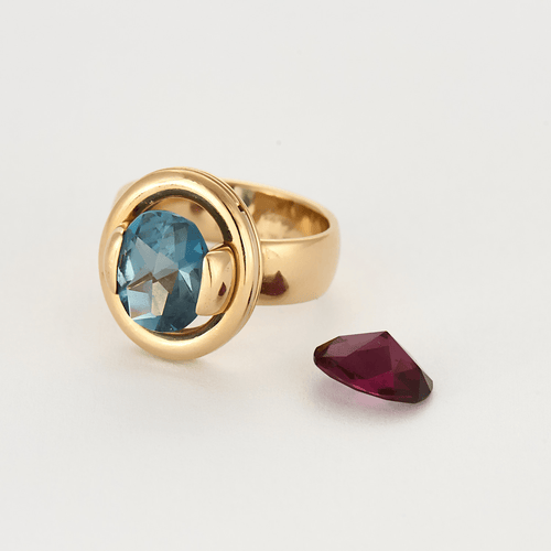 Bague 53 POIRAY - Ma préférence - Bague en or rose et topaze blue london - grenat rhodolite 58 Facettes DV0936-3