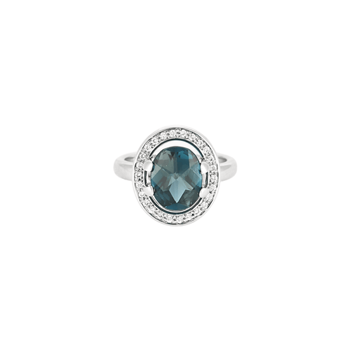 POIRAY - Ma préference - Bague en or gris et diamants, topaze blue london - tourmaline rose