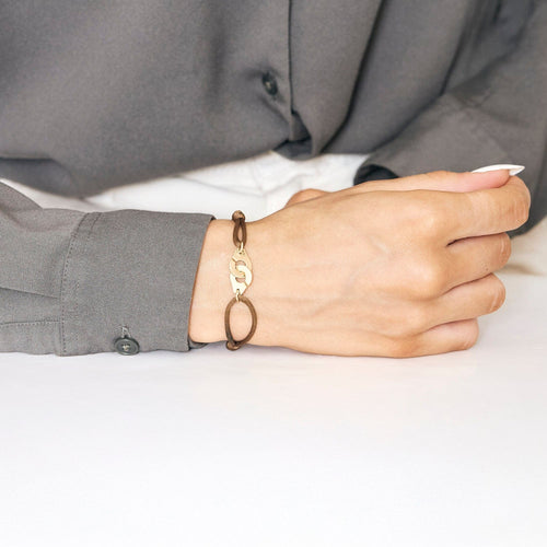 Bracelet DINH VAN - R10 - Bracelet menottes en or jaune et cordon de soie 58 Facettes DV2196-4