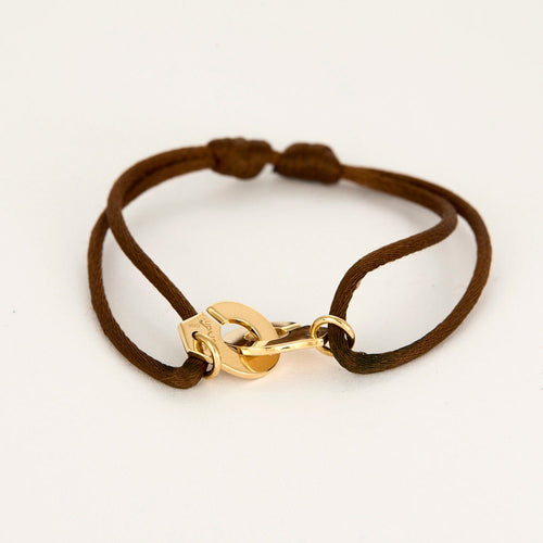 Bracelet DINH VAN - R10 - Bracelet menottes en or jaune et cordon de soie 58 Facettes DV2196-4