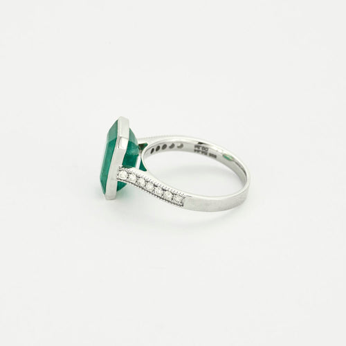 Bague 53 Bague en or gris émeraude et diamants 58 Facettes DV14301-6