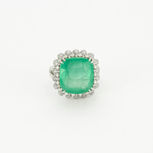 Bague 52 Bague en or gris émeraude et diamants 58 Facettes DV14301-4