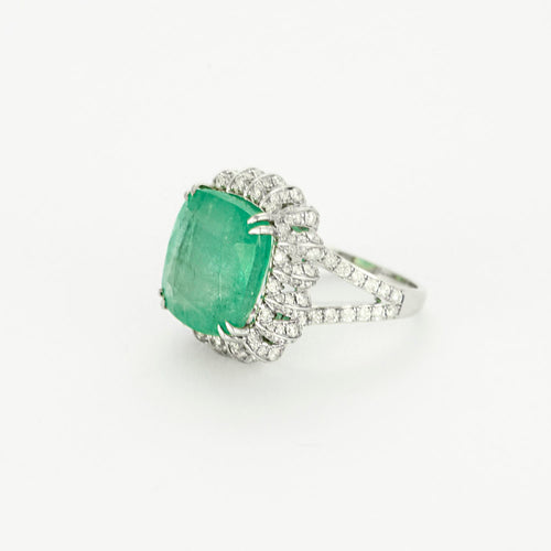 Bague 52 Bague en or gris émeraude et diamants 58 Facettes DV14301-4