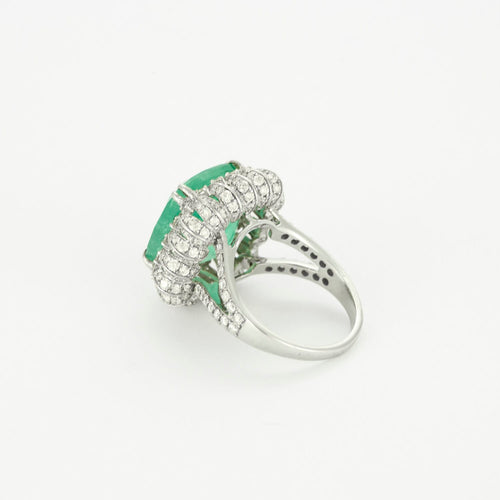 Bague 52 Bague en or gris émeraude et diamants 58 Facettes DV14301-4
