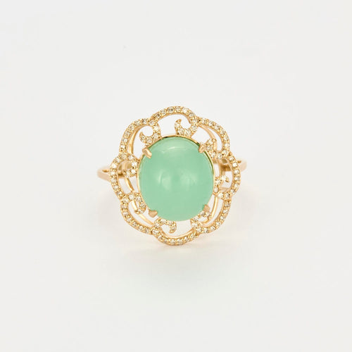 Bague 55 Bague en or jaune beryl vert et diamants 58 Facettes DV14301-7