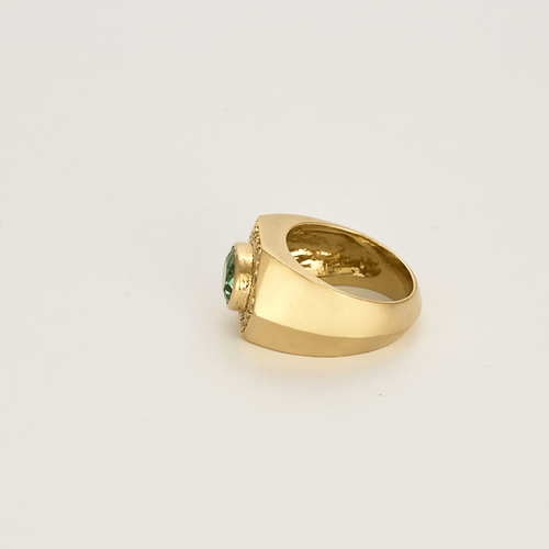 Bague 48 Bague en or jaune tourmaline verte et diamants 58 Facettes DV16005-2