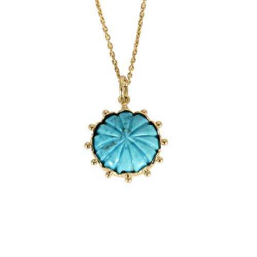 Collier Chaîne en or jaune et pendentif turquoise 58 Facettes DV0260-10