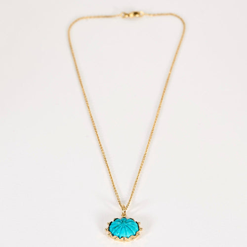 Collier Chaîne en or jaune et pendentif turquoise 58 Facettes DV0260-10