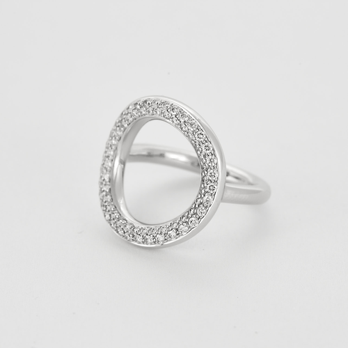 Bague 54 CHRISTOFLE - Idole - Grand Modèle - Bague en or gris et diamants 58 Facettes DV14760-2